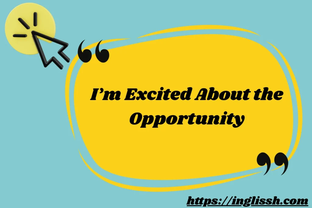 I’m Excited About the Opportunity