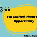 I’m Excited About the Opportunity